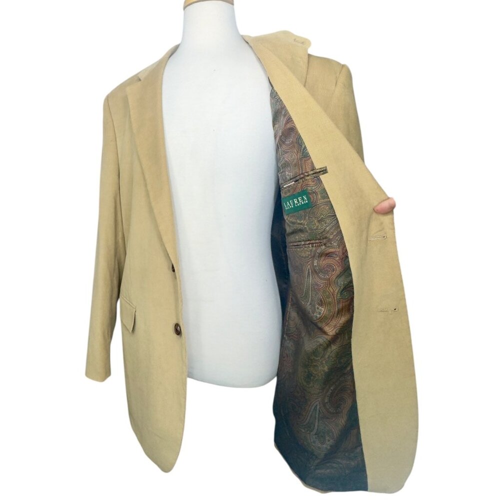 Lauren Ralph Lauren Men's Beige Cotton Sports Blazer with Elbow Patches 42L - Picture 13 of 14